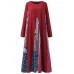 O NEWE Vintage Women Printed Stitching Long Sleeve Dress O NEWE Vintage Women Printed Stitching Long Sleeve Dress
