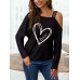 Graphic Print One Shoulder Long Sleeves T shirts For Women Graphic Print One Shoulder Long Sleeves T shirts For Women