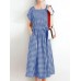 Women Squre Neck Plaid Calf Length Side Pockets Casual Midi Dresses Women Squre Neck Plaid Calf Length Side Pockets Casual Midi Dresses