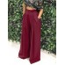 Women Pure Color High Elastic Waist Simple Wide Leg Pants With Pocket Women Pure Color High Elastic Waist Simple Wide Leg Pants With Pocket