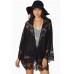 Women Hollow Lace Splicing Chiffon Kimono Cardigan Shawl Women Hollow Lace Splicing Chiffon Kimono Cardigan Shawl