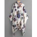 Women Summer Floral Print Loose Long Sleeve Irregular Hem Cardigans Women Summer Floral Print Loose Long Sleeve Irregular Hem Cardigans