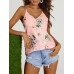 Casual Floral Print V neck Sleeveless Holiday Wild Tank Top Casual Floral Print V neck Sleeveless Holiday Wild Tank Top
