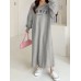 Women Sweatshirt Letter Printed Calf Length O  Neck Casual Midi Dresses