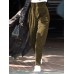Women Pure Color Elastic Waist Corduroy Side Button Retro Harem Pants Women Pure Color Elastic Waist Corduroy Side Button Retro Harem Pants