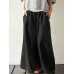 Women Cotton Pocket Elastic Waist Wide Leg Loose Casual Pants Women Cotton Pocket Elastic Waist Wide Leg Loose Casual Pants