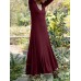 Women Solid Elastic V  Neck Maxi Length Street Casual Midi Dresses