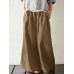 Women Cotton Pocket Elastic Waist Wide Leg Loose Casual Pants Women Cotton Pocket Elastic Waist Wide Leg Loose Casual Pants