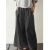 Women Cotton Pocket Elastic Waist Wide Leg Loose Casual Pants Women Cotton Pocket Elastic Waist Wide Leg Loose Casual Pants