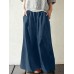 Women Cotton Pocket Elastic Waist Wide Leg Loose Casual Pants Women Cotton Pocket Elastic Waist Wide Leg Loose Casual Pants